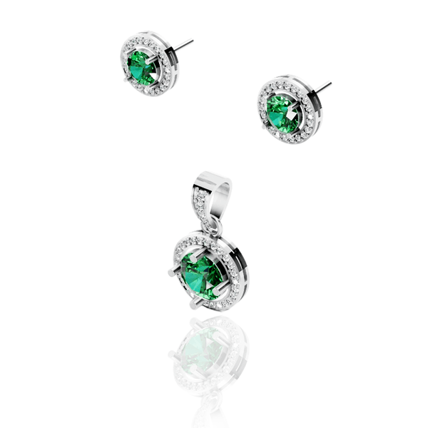 Emerald Aura - 92.5 Silver Pendant Set