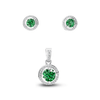 Emerald Sparkle 925 Silver Pendant & Earrings Set - Silphony