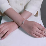 925 Silver Cubic Zirconia Twin Hearts Bracelet