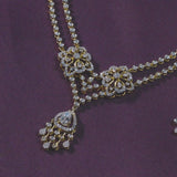 925 Silver Gold Plated CZ Floral Bridal Necklace Set