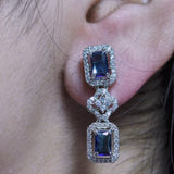 925 Silver Blue Sapphire CZ Tennis Necklace Set