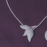 925 Silver Pink Cubic Zirconia Leaf Necklace Set