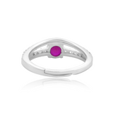 925 Silver Red Solitaire Adjustable Ring