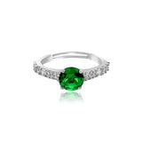925 Sterling Silver Emerald Green Adjustable Solitaire Ring