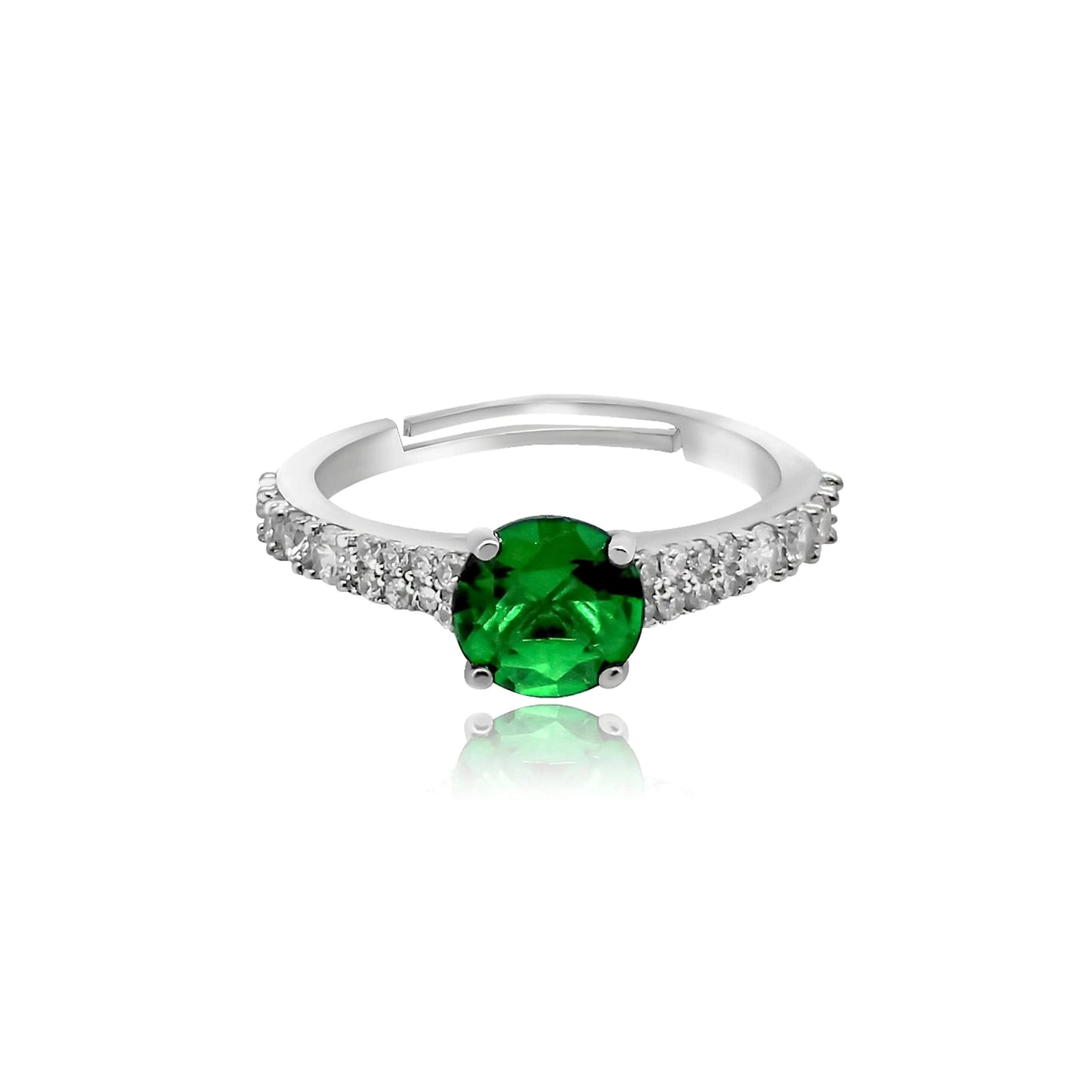 Emerald Solitaire 92.5 Silver Ring