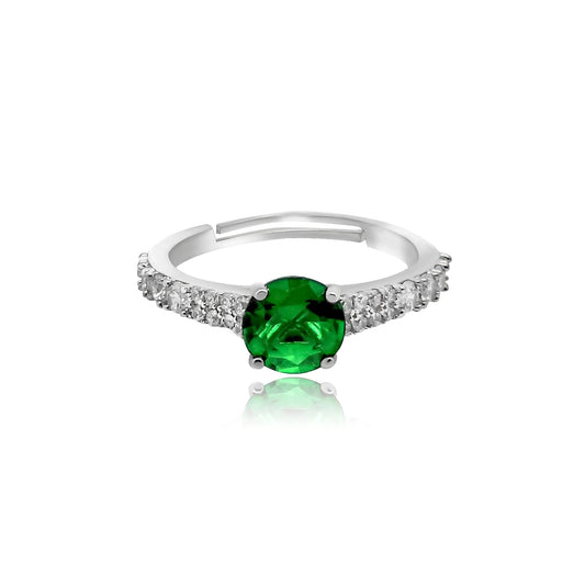 Emerald Solitaire 92.5 Silver Ring
