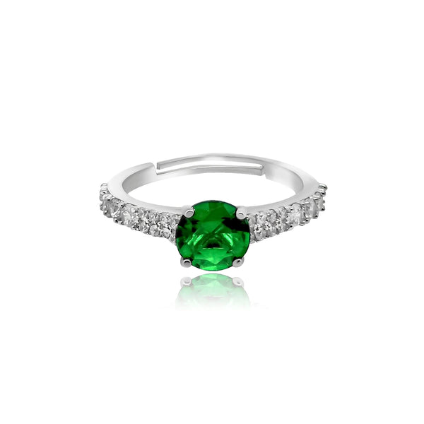 Emerald Solitaire 92.5 Silver Ring