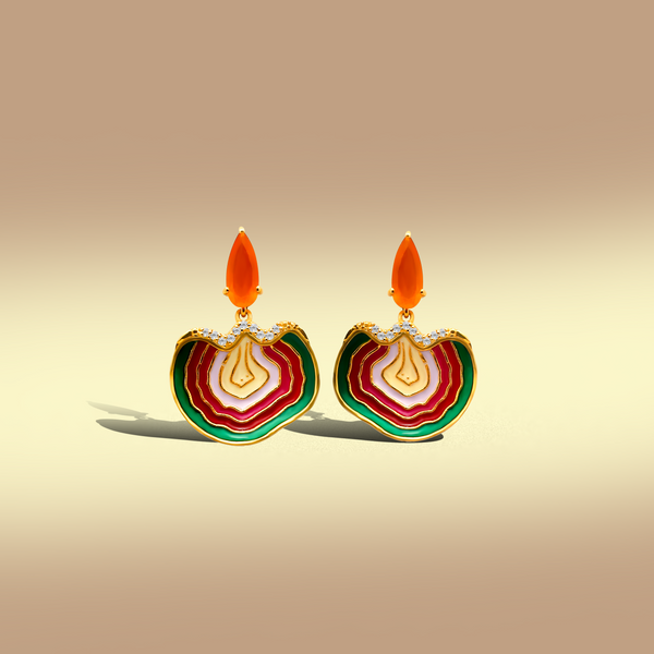 Carnelian Multi-Layer Geode Drop Earrings