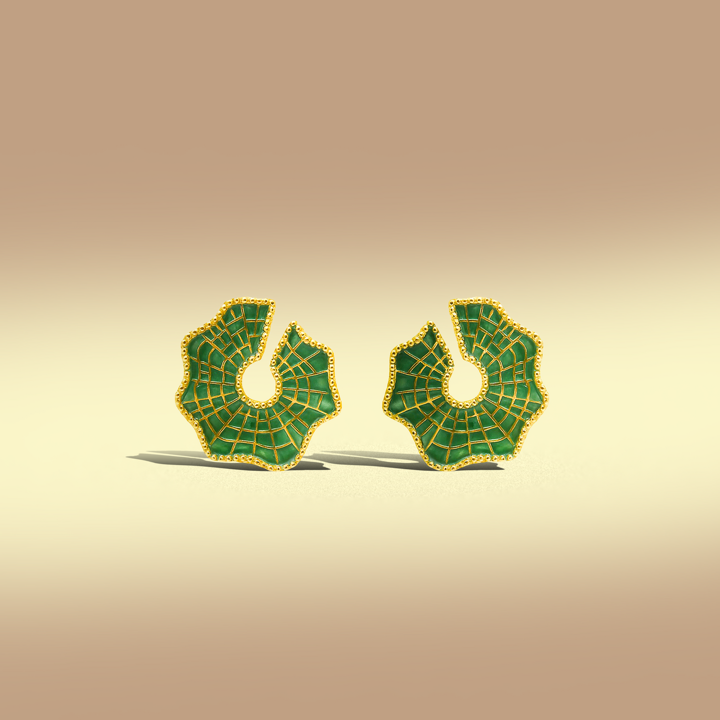 Emerald Mosaic Textured Stud Earrings