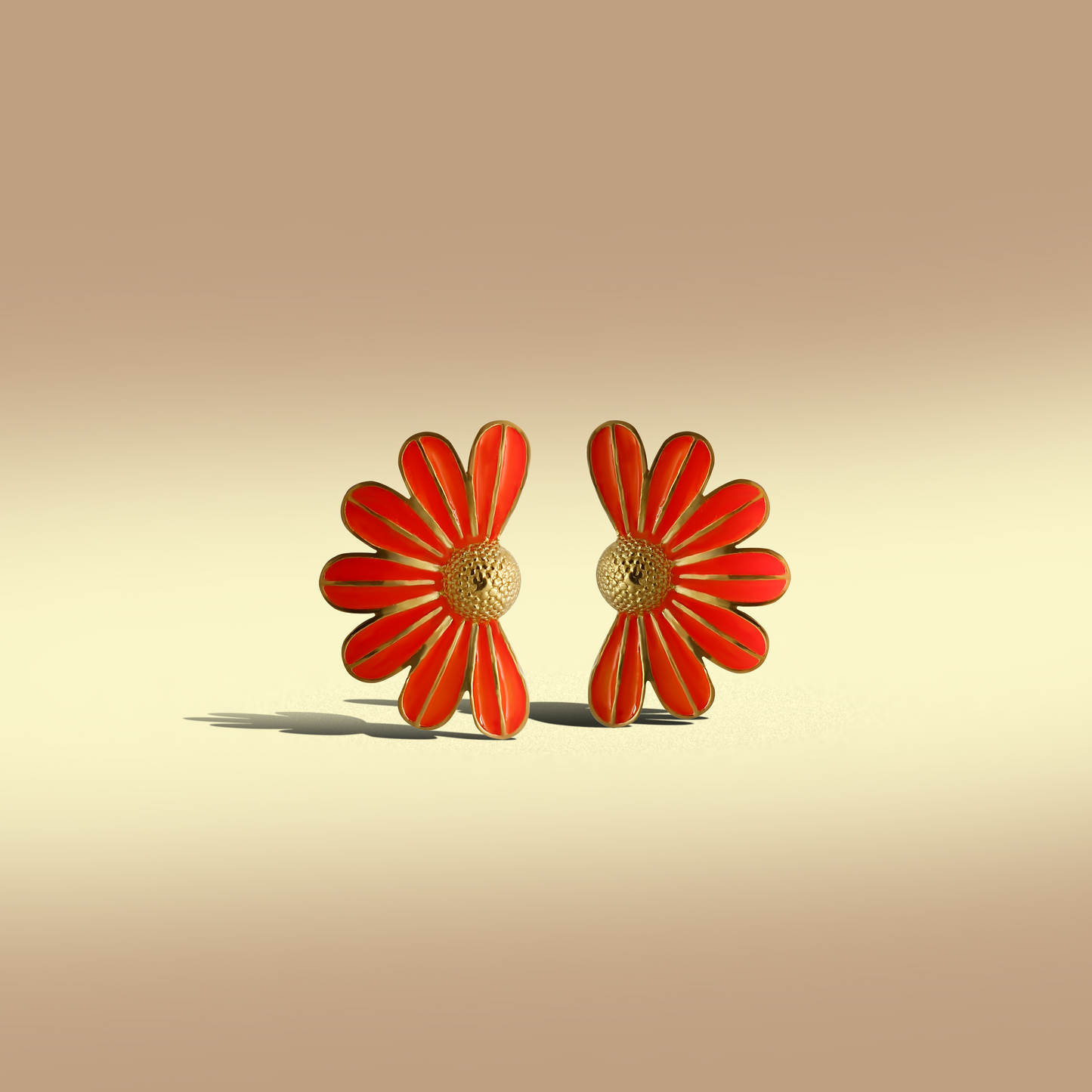 Sunset Daisy Floral Stud Earrings