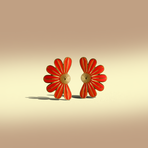Sunset Daisy Floral Stud Earrings
