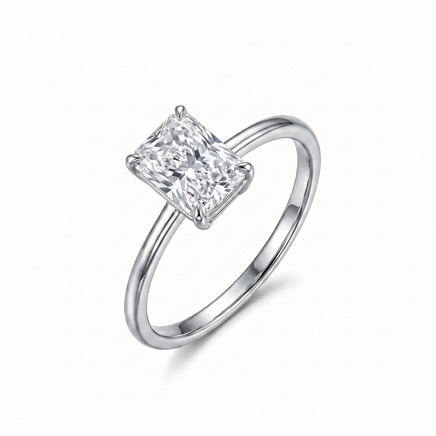 1.58 Ct Lab Grown Diamond 925 Sterling Silver Solitaire Engagement Ring