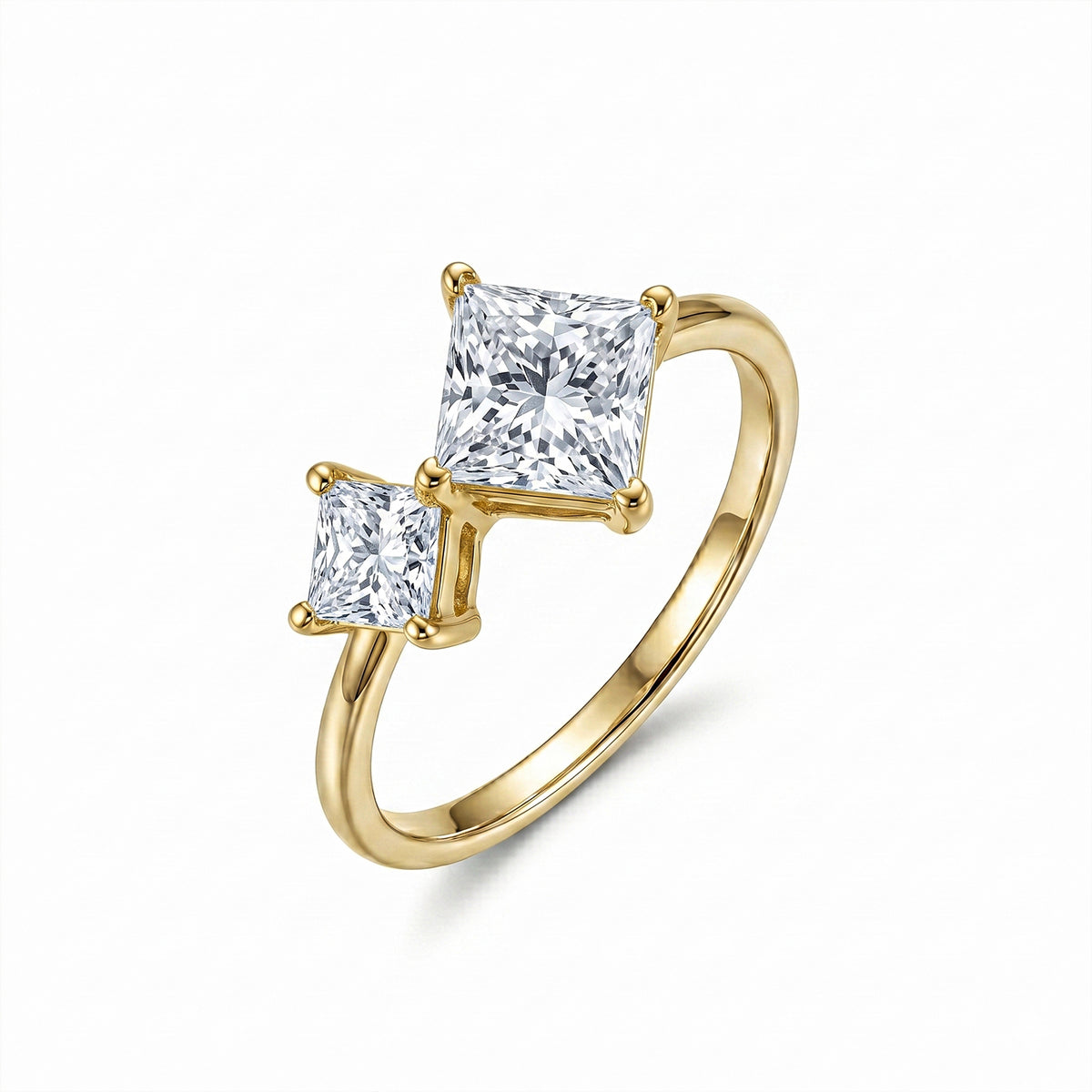 1.83ct Lab-Grown Diamond Square-Cut Two-Stone Statement Ring