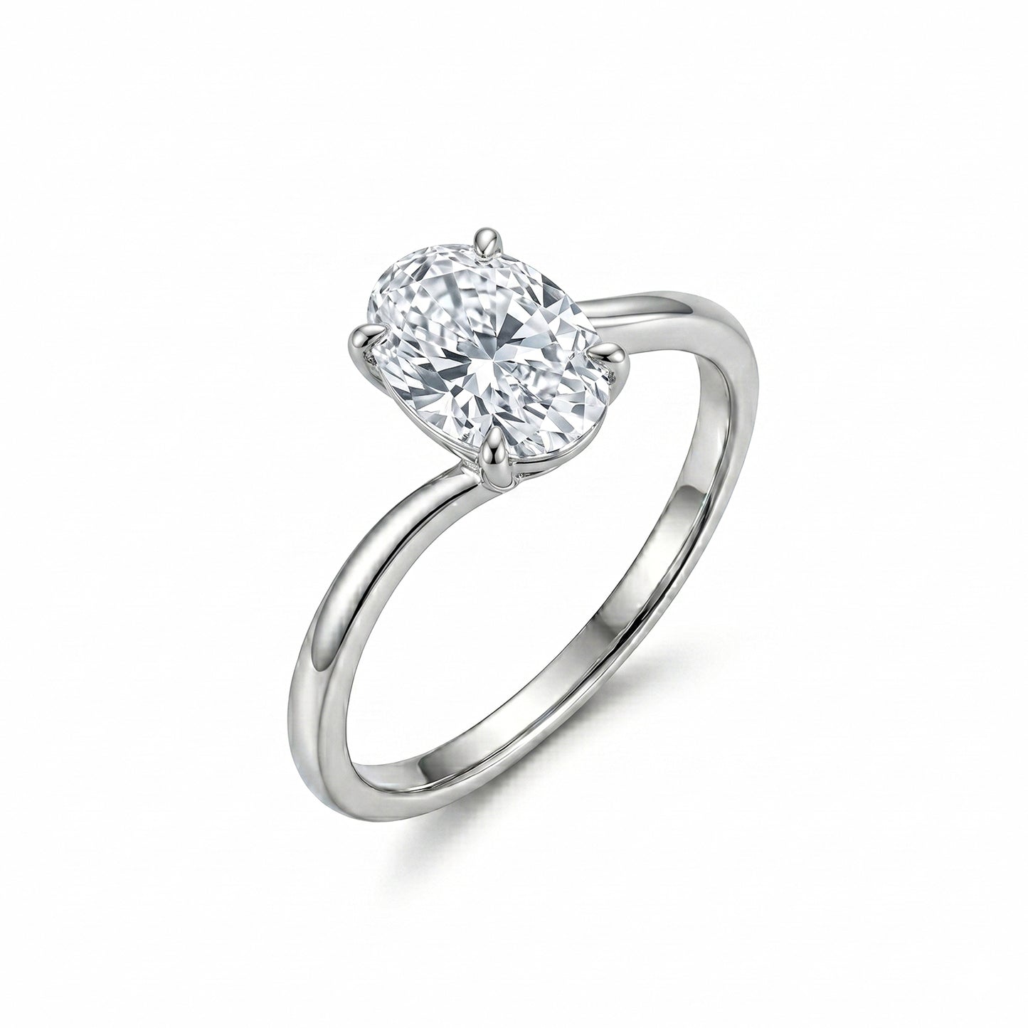 1.01 Ct Lab Grown Diamond 925 Sterling Silver Statement Engagement Ring