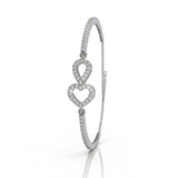 925 Silver Cubic Zirconia Twin Hearts Bracelet