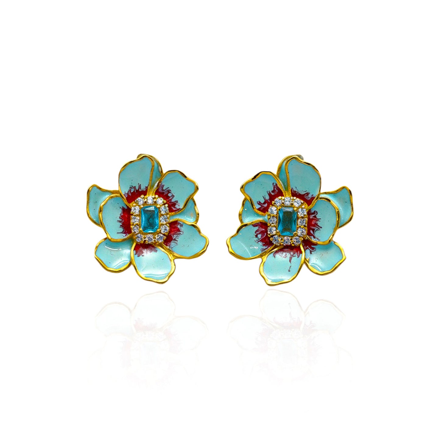 Aqua Bloom Earrings Silver