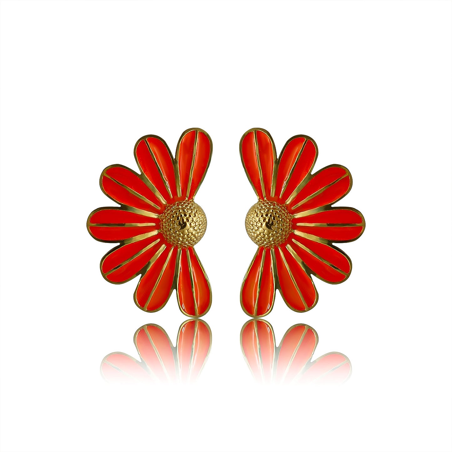 Sunset Daisy Floral Stud Earrings