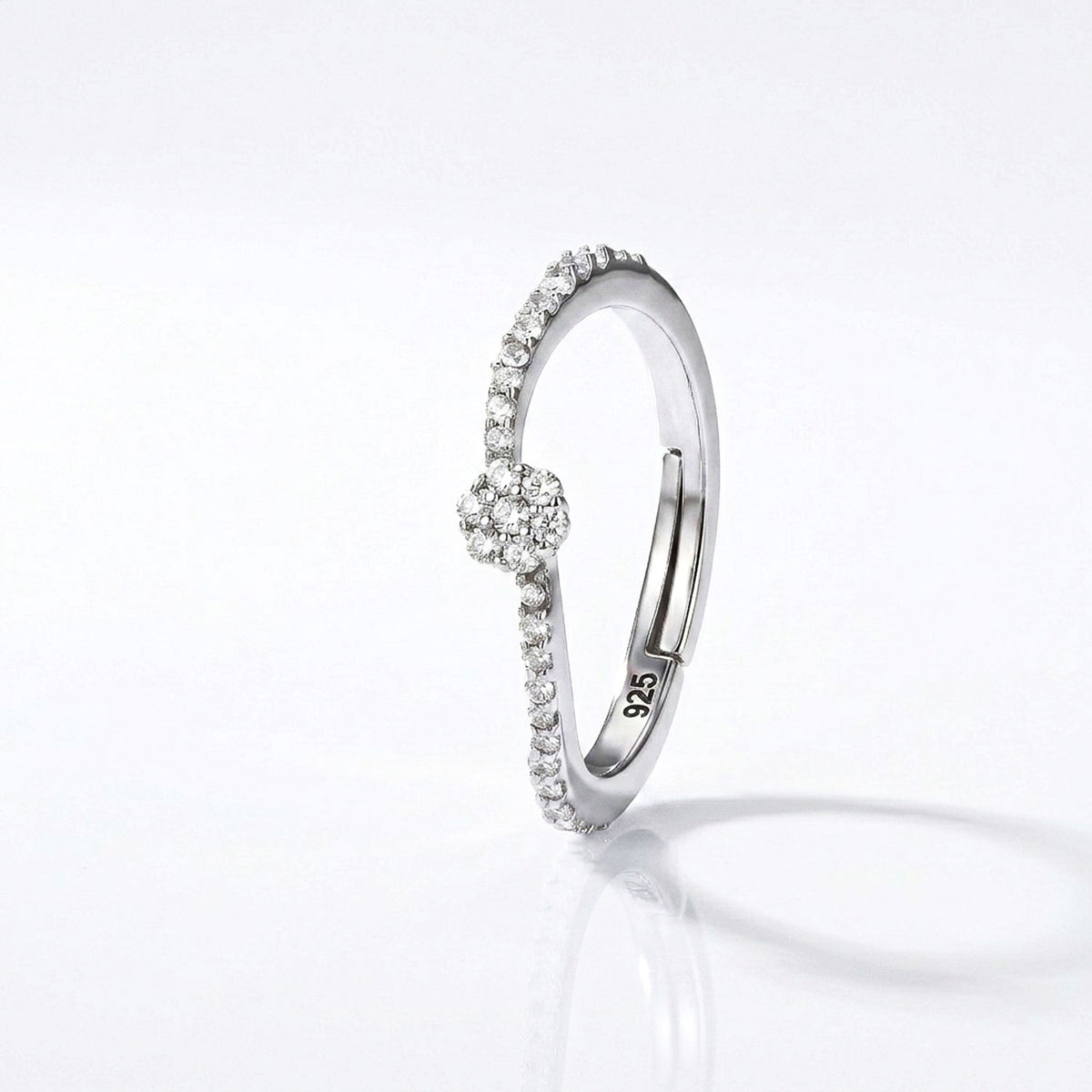 Twirl Cluster - Silver Diamond-Style Ring