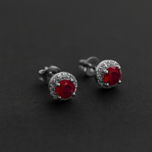 Ruby Stud Earrings in Sterling Silver-Stud Earrings for Women