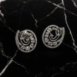 Round CZ Spiral Stud Earrings Zircon Sterling Silver Stud Earring