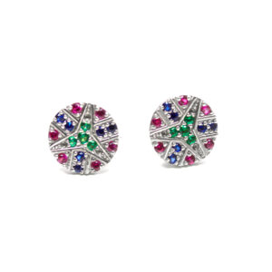 Pure 925 Art Deco Multicolor Silver Earrings Traditional Indian Jewelry